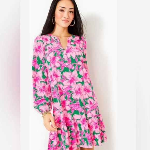 Lilly Pulitzer Alyssa Tunic Midi Dress Size XL Hibiskiss Print - Picture 1 of 2